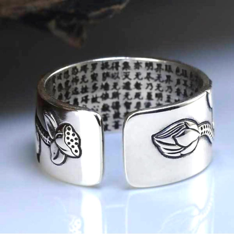 Lotus & Heart Sutra Ring - Purity, Wisdom, Mindfulness