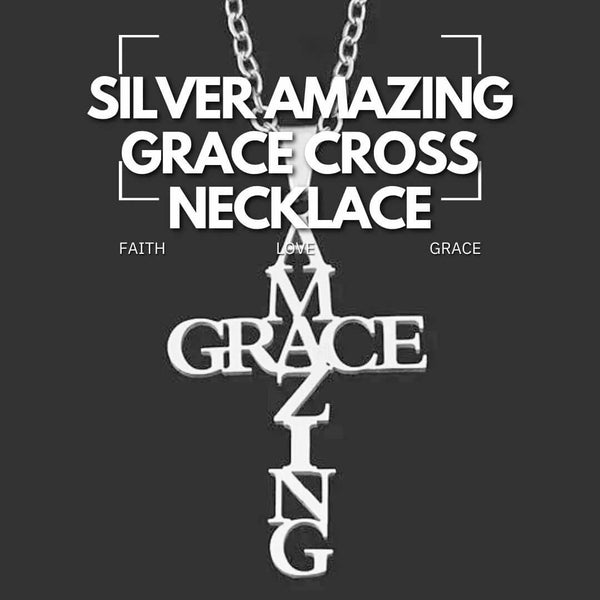 Silver Amazing Grace Cross Necklace - Faith, Love, Grace