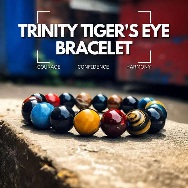 Trinity Tiger's Eye Bracelet - Courage, Confidence, Harmony