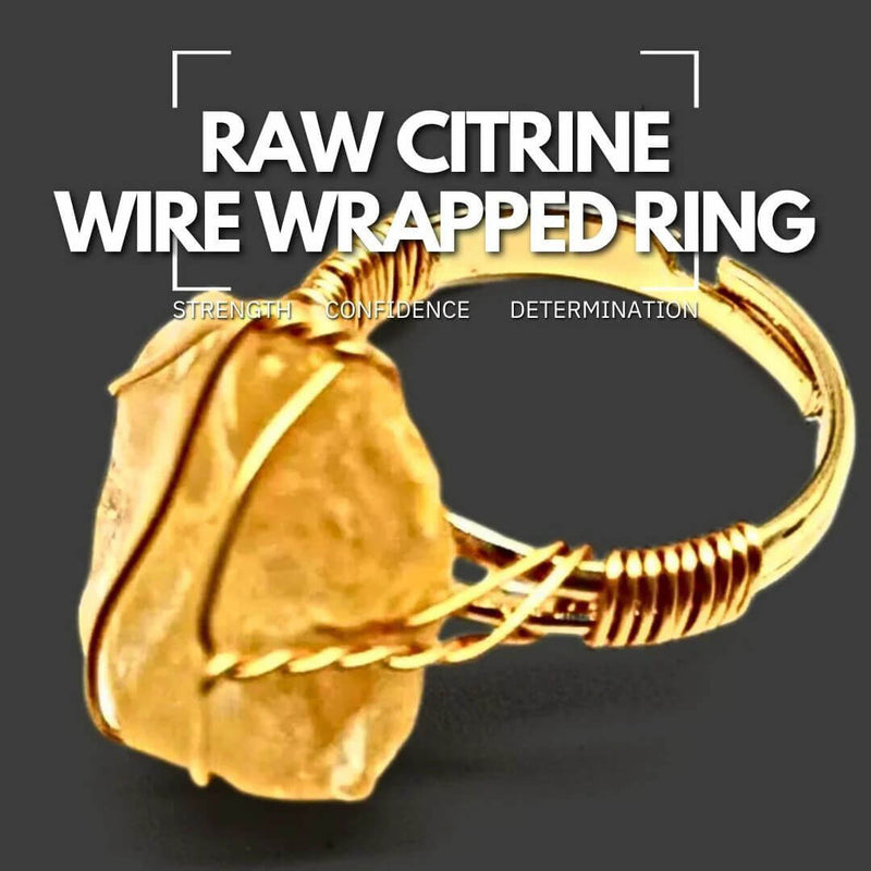 Raw Citrine Wire Wrapped Ring - Warmth, Abundance, Prosperity