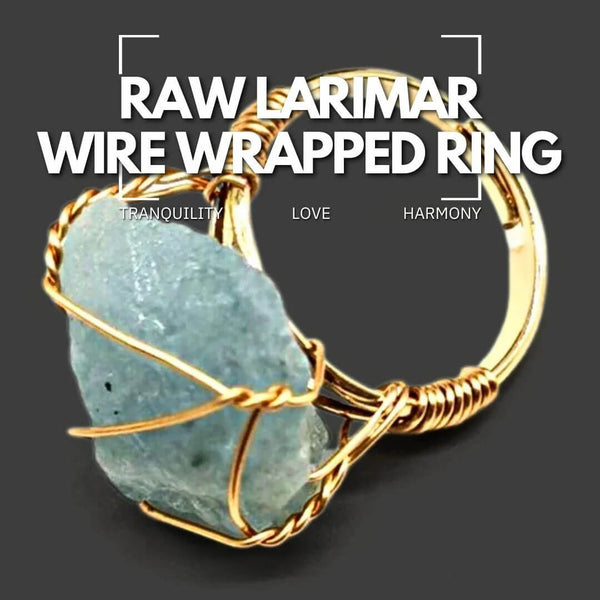 Raw Larimar Wire Wrapped Ring - Tranquility, Love, Harmony
