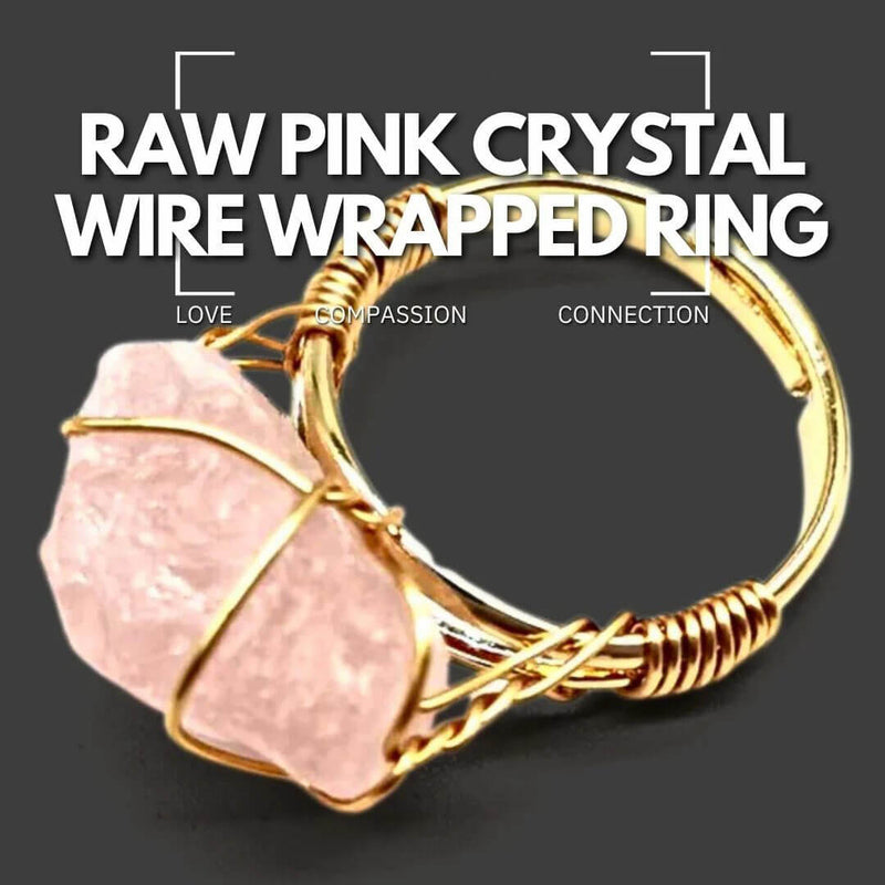 Raw Pink Crystal Wire Wrapped Ring - Love, Compassion, Connection