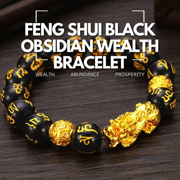 Feng Shui Black Obsidian Wealth Bracelet - Wealth, Abundance, Prosperity