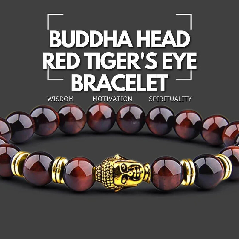 Buddha Head Red Tiger's Eye Bracelet - Wisdom, Motivation, Spirituality