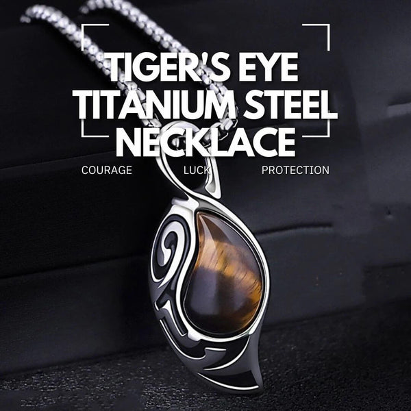 Tiger's Eye Titanium Steel Necklace - Courage, Luck, Protection