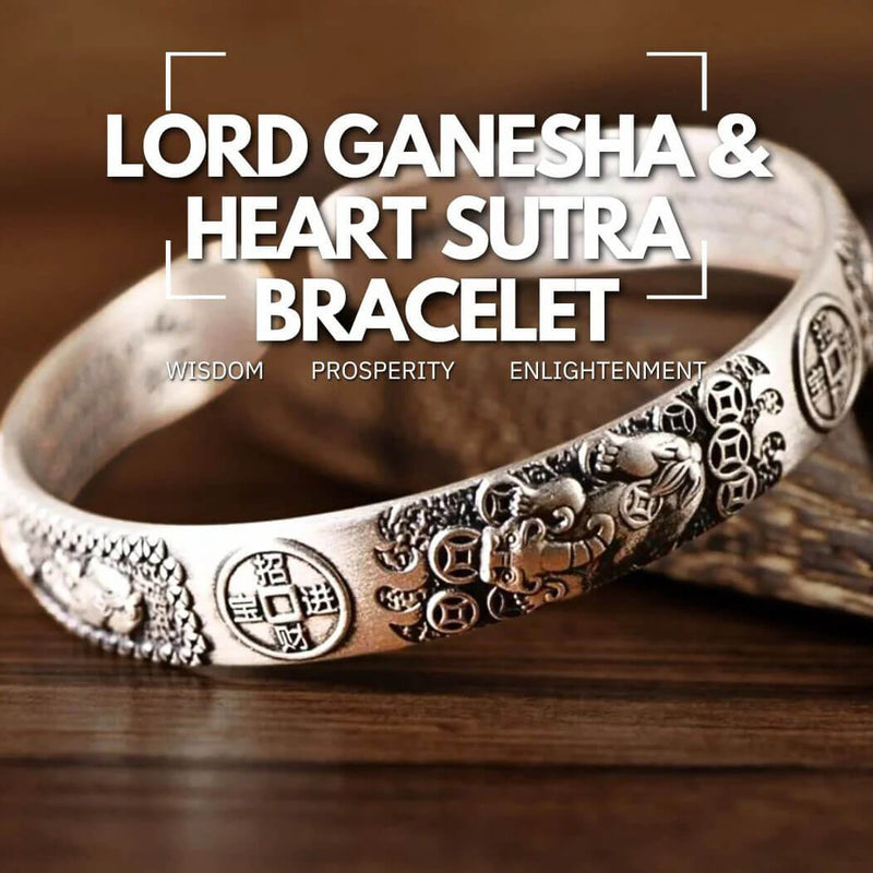 Lord Ganesha & Heart Sutra Bracelet - Wisdom, Prosperity, Enlightenment